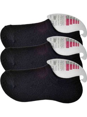 Pileli Store Siyah Kadın Görünmez Çorap 3 Çift