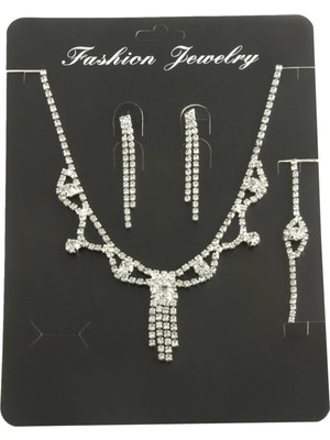 Pileli Store Kare Taşlı Set Kolye