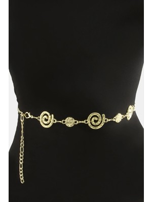 Pileli Store Çiçek Metal Zincir Kemer