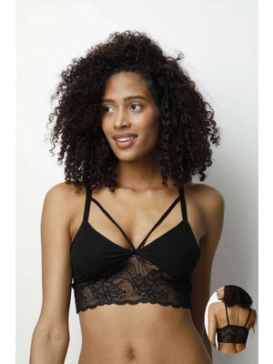 Pileli Store Kota 4 Adet Siyah Dantelli Büstiyer 6342