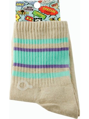 Pileli Store Çizgili Kolej Çorap 8*28