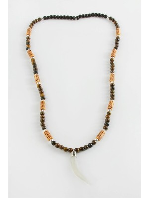 Pileli Store Fil Dişi Kaplangözü Doğaltaş Kolye