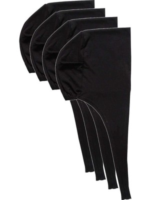 Pileli Store 4 Adet Tesettür Bone Bağcıklı Likralı Siyah