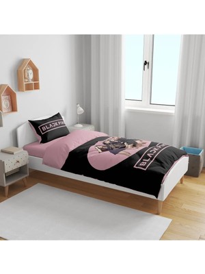 Sarel Group Blackpink Grup Baskılı 3D Tek Kişilik Çarşafsız Nevresim Takımı