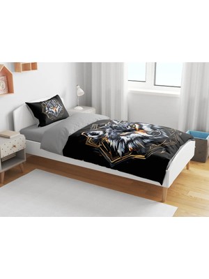 Sarel Group Kurt Wolf Baskılı 3D Tek Kişilik Çarşafsız Nevresim Takımı