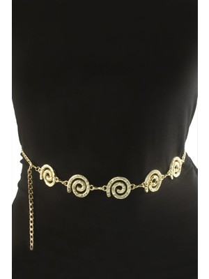 Pileli Store Çiçek Metal Zincir Kemer