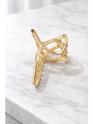 Nati Co Gold Renk Metal Modern Tasarım Saç Tokası – x Model Şık Toka