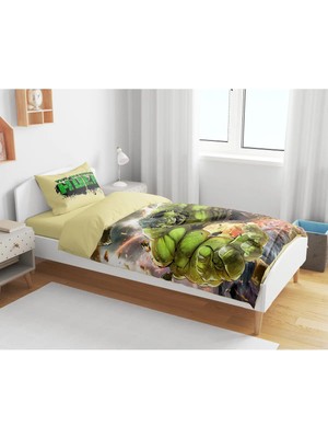 Sarel Group Hulk Baskılı 3D Tek Kişilik Çarşafsız Nevresim Takımı