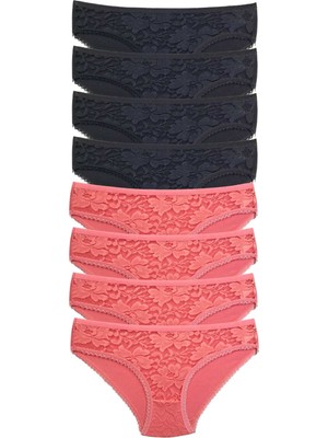 Pileli Store 8 Adet Önü Dantelli Transparan Kadın Slip Külot S24
