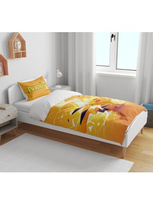 Sarel Group Pikaçu Baskılı 3D Tek Kişilik Çarşafsız Nevresim Takımı