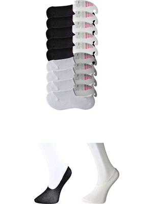 Pileli Store Siyah ve Beyaz Kadın Babet Çorap 9 Çift