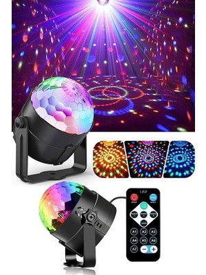 MidasTech Kumandalı Sese Duyarlı Çok Renkli LED Disko Topu - Lazer Işıklı Parti Küresi