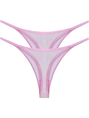 Pileli Store Kadın Pembe Transparan 2'li Tanga Slip
