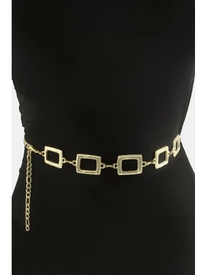 Pileli Store Dikdörtgen Metal Zincir Kemer