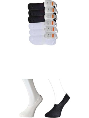 Pileli Store Siyah ve Beyaz Erkek Babet Çorap 6 Çift