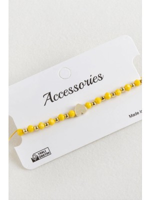 Pileli Store Kalp Kristal Makrome Ip Bileklik