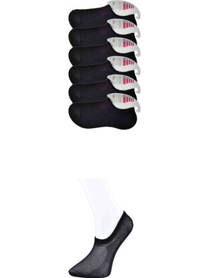 Pileli Store Siyah Kadın Görünmez Çorap 6 Çift