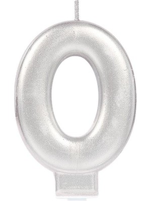 Pileli Store 0 Rakam Mum Gümüş Renk (4887)