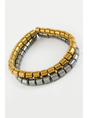 Pileli Store 2'li Hematit Doğaltaş Bileklik