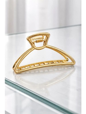 Nati Co Altın Renk Geometrik Metal Mandal Toka - Lüks Görünümlü Kıskaçlı Saç Tokası 10CM