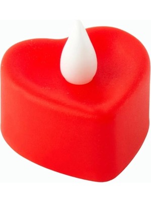 Pileli Store Kalp Şekilli Işıklı Mum 4 cm