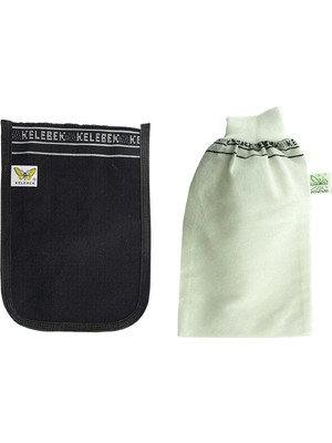 Pileli Store 2 Adet Kalın Siyah ve Beyaz Hamam Kesesi 25 x 17 cm Akrilik Malzeme ile Anti Alerjik