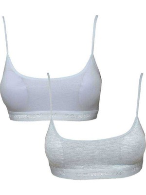Pileli Store Pedli Ip Askılı Beyaz ve Gri Büstiyer 2 Adet
