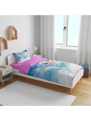 Sarel Group Elsa Baskılı 3D Tek Kişilik Çarşafsız Nevresim Takımı