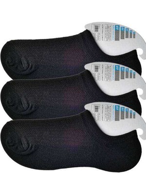 Pileli Store Siyah Erkek Görünmez Çorap 3 Çift