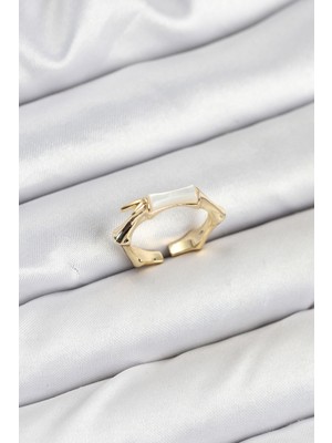 Pileli Store Pirinç Gold Renk Kemik Model Kadın Yüzük