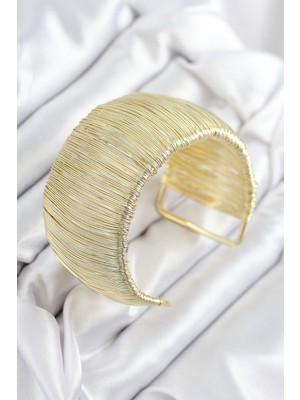 Pileli Store Pirinç Tel Sarma Model Gold Renk Kadın Bileklilk