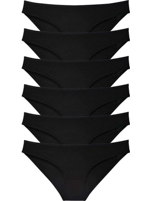 Pileli Store 6 Adet Süper Eko Set Likralı Kadın Slip Külot Siyah