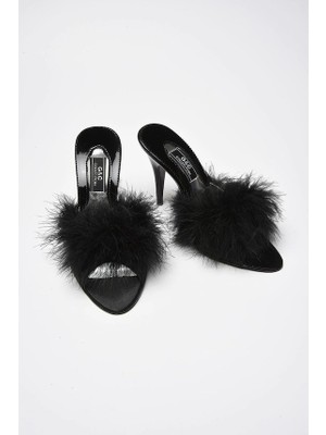 G&C Kadın Çeyizlik Topuklu Tüylü Gelin Ev Terliği 225