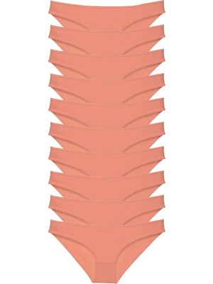 Pileli Store 10 Adet Süper Eko Set Likralı Kadın Slip Külot Pudra