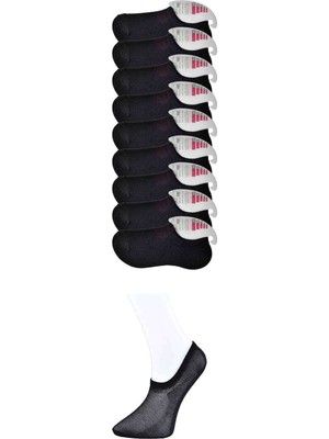 Pileli Store Siyah Kadın Görünmez Çorap 9 Çift