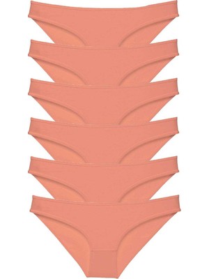 Pileli Store 6 Adet Süper Eko Set Likralı Kadın Slip Külot Pudra