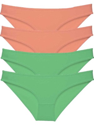 Pileli Store 4 Adet Eko Set Likralı Kadın Slip Külot Pudra Yeşil