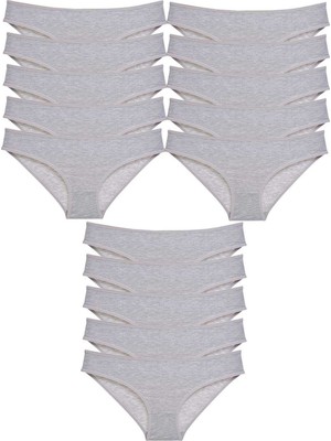 Pileli Store 15 Adet Süper Eko Set Likralı Kadın Slip Külot Gri