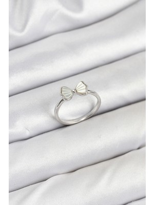 Pileli Store Pirinç Gümüş Renk Fiyonk Model Kadın Yüzük