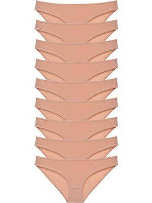 Pileli Store 9 Adet Süper Eko Set Likralı Kadın Slip Külot Ten