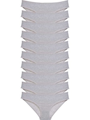 Pileli Store 10 Adet Süper Eko Set Likralı Kadın Slip Külot Gri