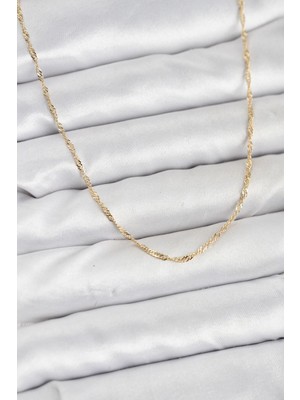 Pileli Store cm 14K Gold Renk Pirinç Ezme Burgu Model Kadın Kolye