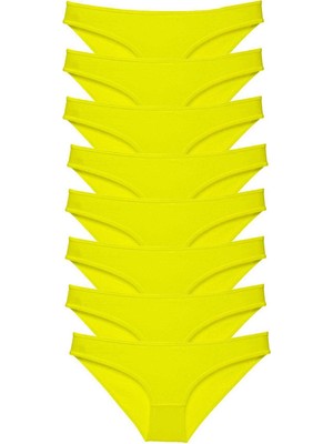 Pileli Store 8 Adet Süper Eko Set Likralı Kadın Slip Külot Sarı