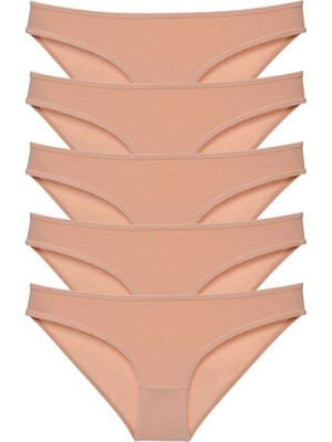 Pileli Store 5 Adet Süper Eko Set Likralı Kadın Slip Külot Ten