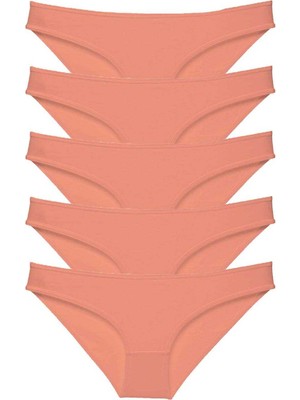 Pileli Store 5 Adet Süper Eko Set Likralı Kadın Slip Külot Pudra