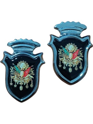 Pileli Store Osmanlı Devlet Arması Damla Etiket Krom Siyah 2'li