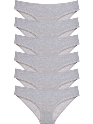 Pileli Store 6 Adet Süper Eko Set Likralı Kadın Slip Külot Gri