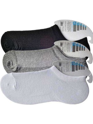 Pileli Store Siyah Gri ve Beyaz Erkek Görünmez Çorap 3 Çift