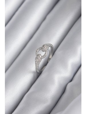 Pileli Store Pirinç Gümüş Renk Zirkon Taşlı Yılan Model Kadın Yüzük