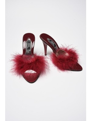 G&C Kadın Çeyizlik Topuklu Tüylü Gelin Ev Terliği 225